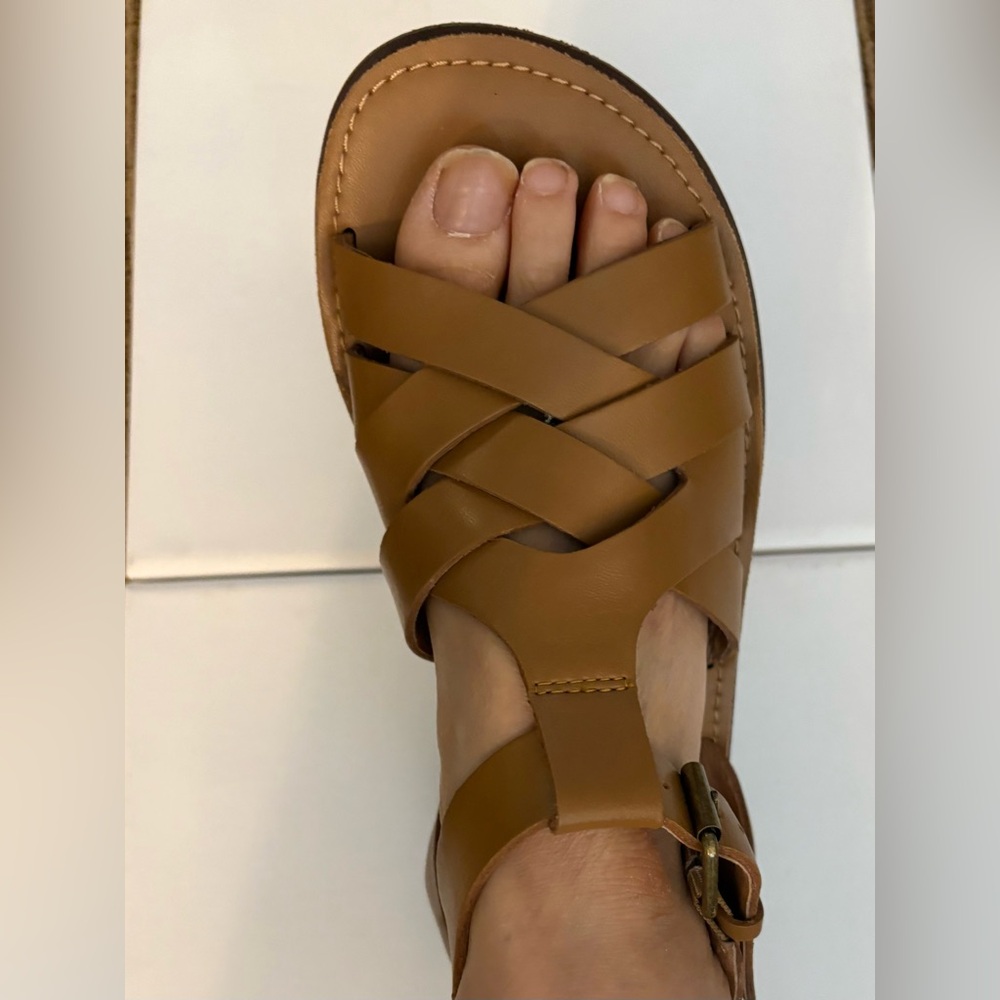 Madewell Tan Women's Leather Sandals - Comfortable Strappy Style